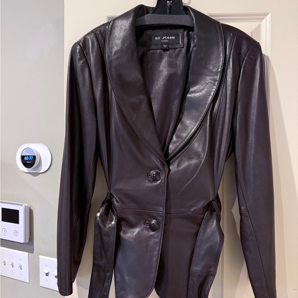 St. John Women's Dark Brown Leather Jacket